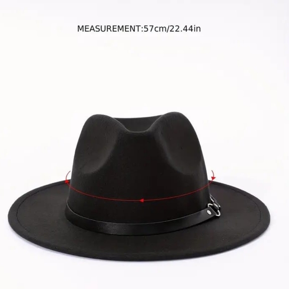 Black British Style Jazz Woolen Hat Big Brim Hat Top Hat 22 Inch - Picture 2 of 4